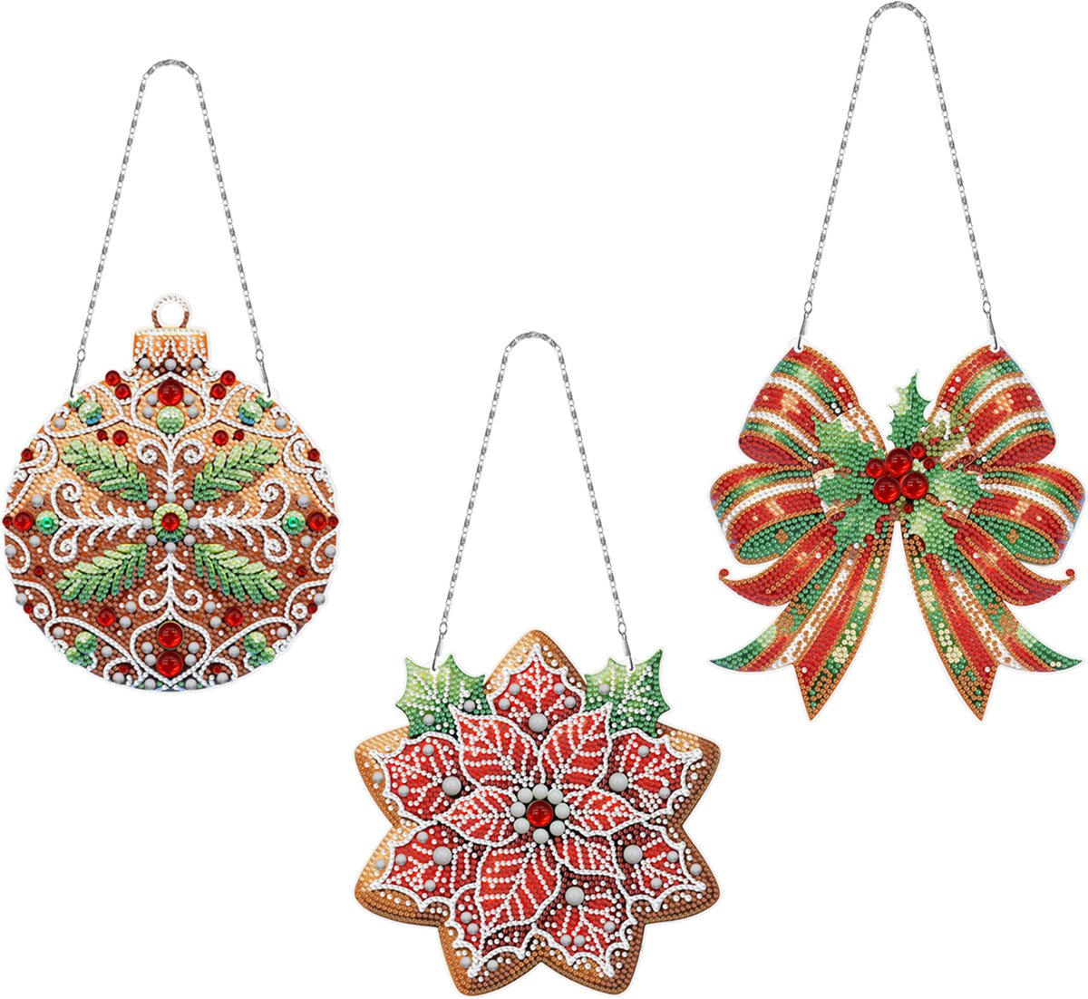 Adorzy Adorzy Diamond Painting Kersthangers – 3 stuks – Zonvanger - Diamond Painting Volwassenen – Diamond Painting Kinderen – Raamhangers Kerst
