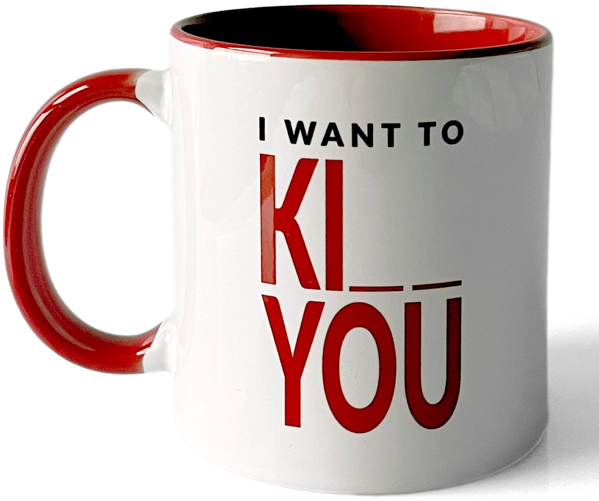 Grappige Mok "Kiss/Kill" - Perfect Cadeau voor Valentijn & Vrouwendag