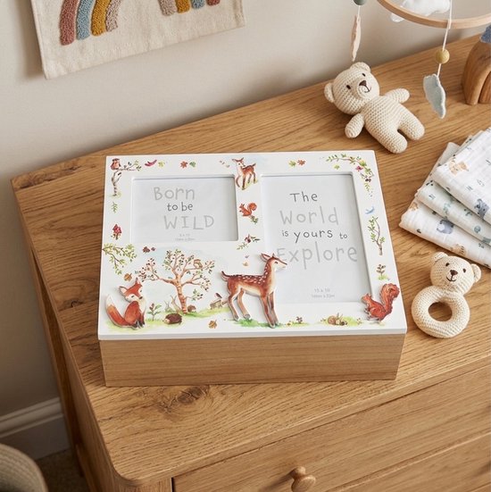 Cosy creations Bosvrienden Herinneringendoos 26 x 19 x 9 cm - Houten Memory Box voor Baby - Kraamcadeau & Babyshower Cadeau met Ruimte voor 2 Foto’s — afbeelding 3