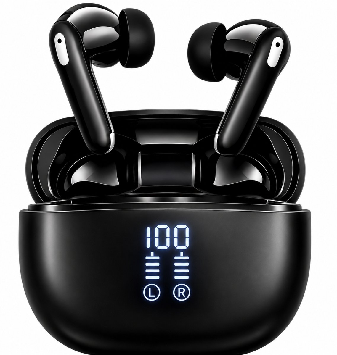 Kiraal Sonic Pro 2 - Draadloze Oordopjes - Bluetooth 6.0 - Noise Cancelling ANC & ENC - Universeel voor iPhone en Android - Dual Device - Oplaadcase met LED Display - Touchbediening - Zwart