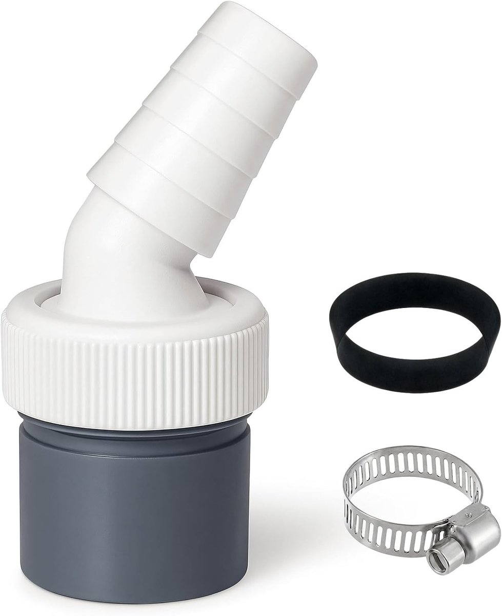 Afvoerbuisadapter voor wasmachine en vaatwasser, 40 mm uitgang, 18-24 mm ingang, afvoeraansluiting met metalen klem, ideaal voor waterafvoer en installatiegemak.