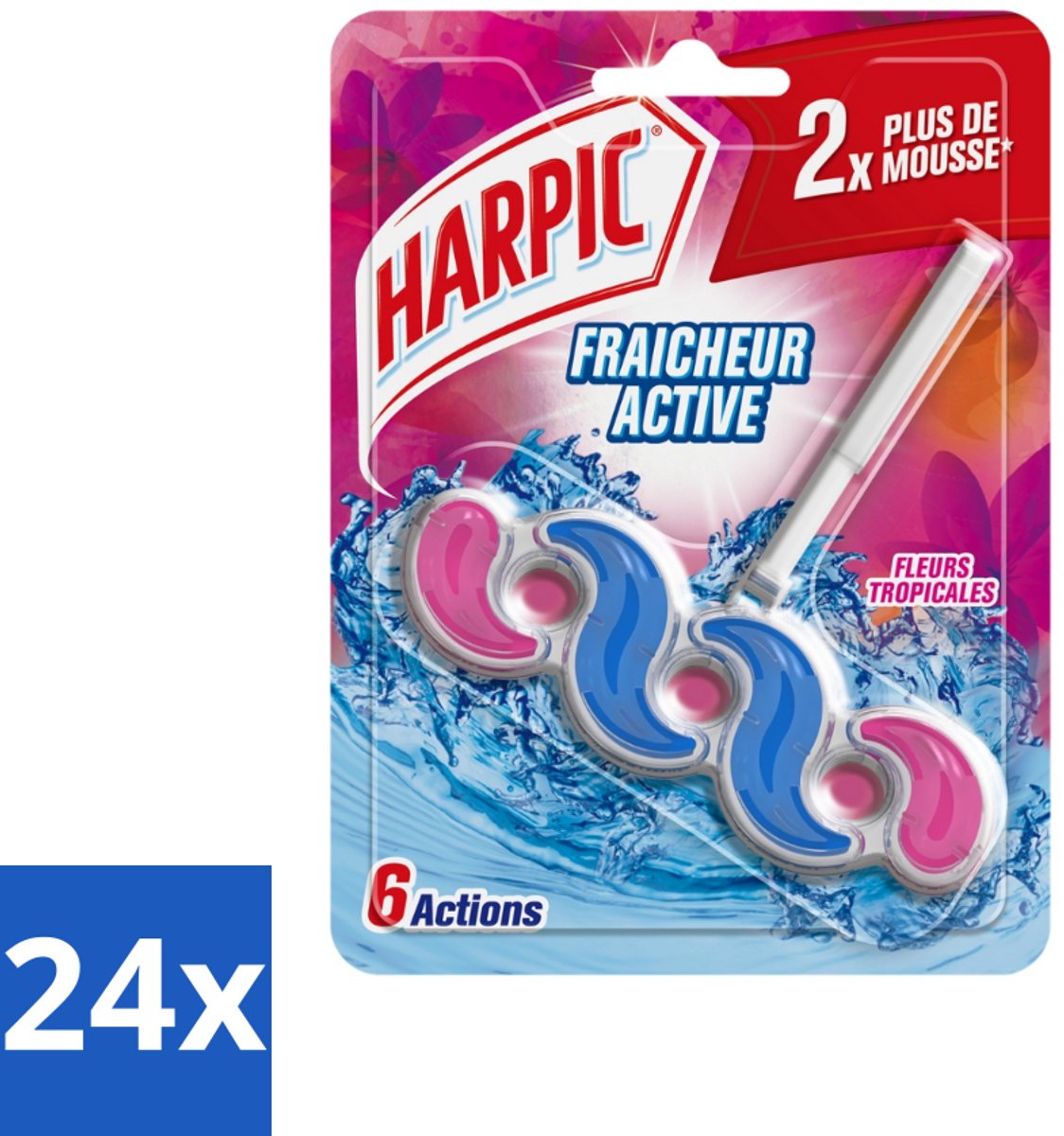 24 x Harpic - Toitletblok - Tropische Bloemen - 250 Spoelbeurten - 1 Blok - Toiletblok - Toilet Schoonmaak - Frisse Geur - Tropische Geur - Kalk Verwijderaar