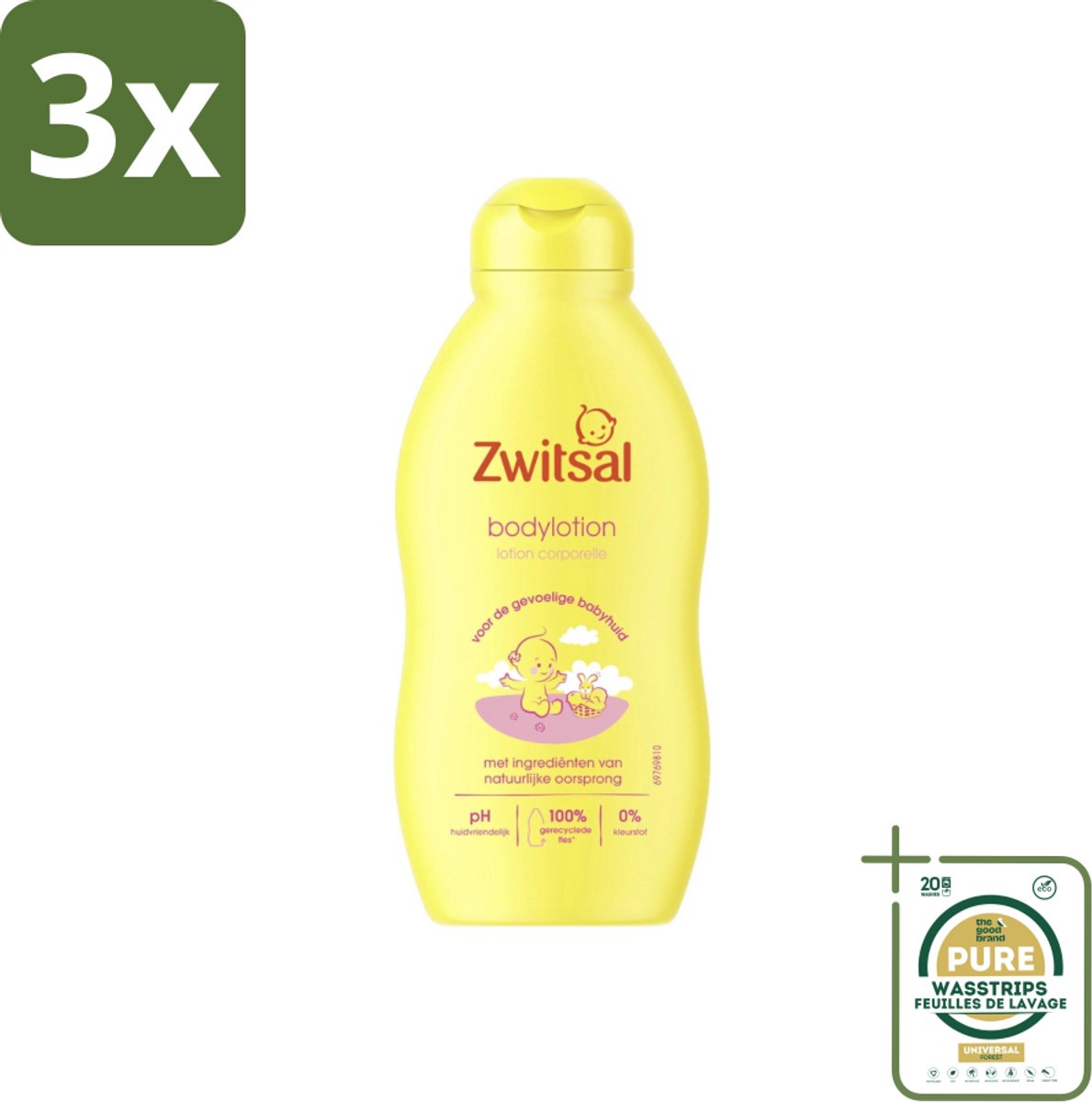 3 x Zwitsal - Babyverzorging - Bodylotion - Voor de Gevoelige Babyhuid - 200 ml - Grootverpakking - Babyhuid Verzorging - Baby Bodylotion - Zwitsal Bodylotion - Gevoelige Huid - Hydraterende Bodylotion