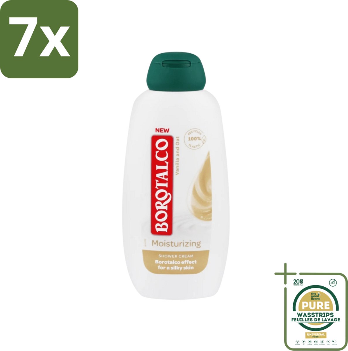7 x Borotalco - Douchegel - Moisturizing - Vanilla & Oat - 250 ml - Grootverpakking - Douchegel - Huid Verzorgen - Huid Hydrateren - Vanille Geur - Haver Extract