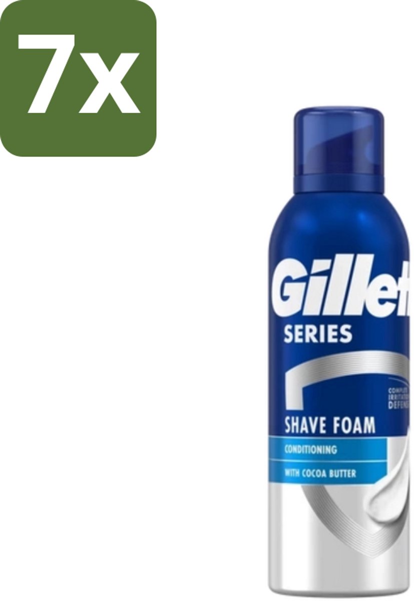 7 x Gillette - Series - Scheerschuim - Met Cacaoboter - 250 ml - Scheerbeurt - Scheerschuim - Beschermende Scheerbeurt - Zijdezachte Scheerbeurt - Schuren Voorkomen