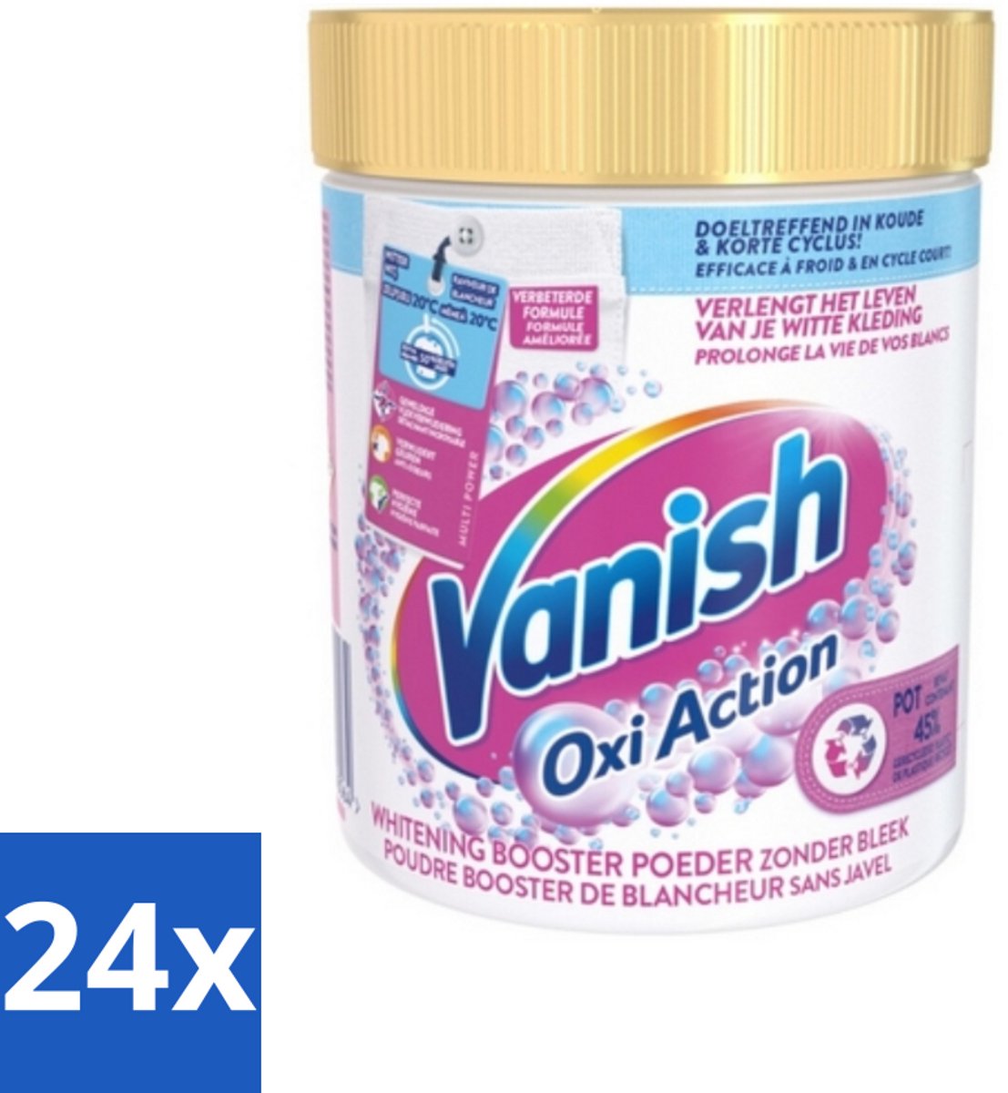 24 x Vanish Oxi Action - Vlekkenverwijderaar - Wasbooster - Zonder Bleek - Witte Was - 530 Gram - Vlekkenverwijderaar - Wasbooster - Witte Was - Vlekken Verwijderen - Wasverzachter