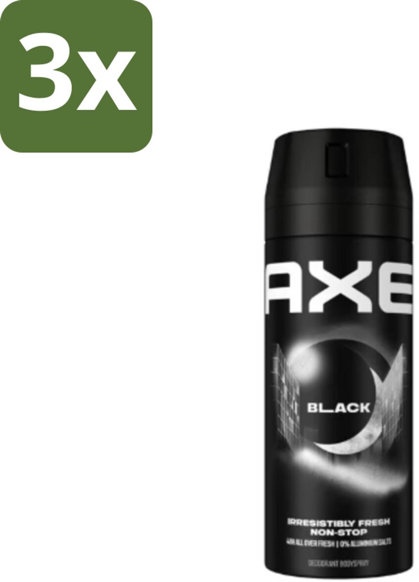 3 x Axe - Deodorant Bodyspray - 48hrs Fresh - Black - Frozen Pear & Cedarwoord - 150 ml - 48 Uur Bescherming - Deodorant Spray - Bevroren Peer - Cedarwood - 0% Aluminiumzouten