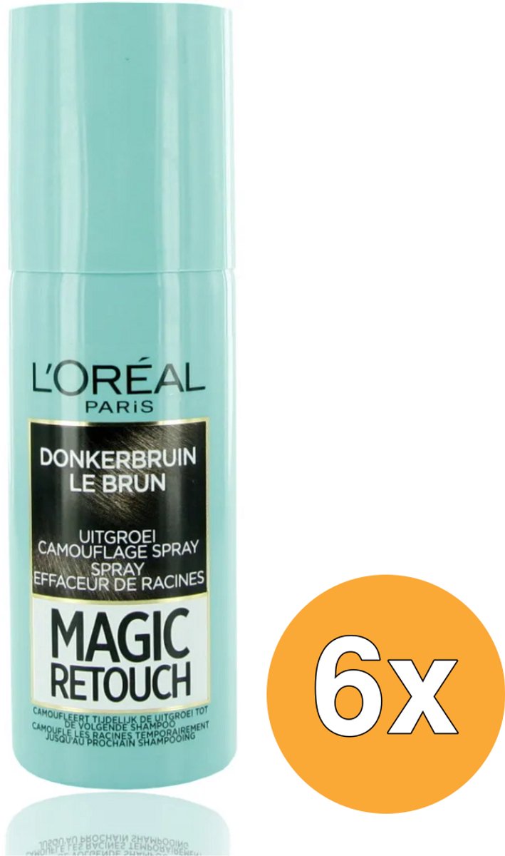 L'Oréal Paris Magic Retouch Bruin Camouflerende Uitgroeispray Voordeelverpakking - 6 x 75ml