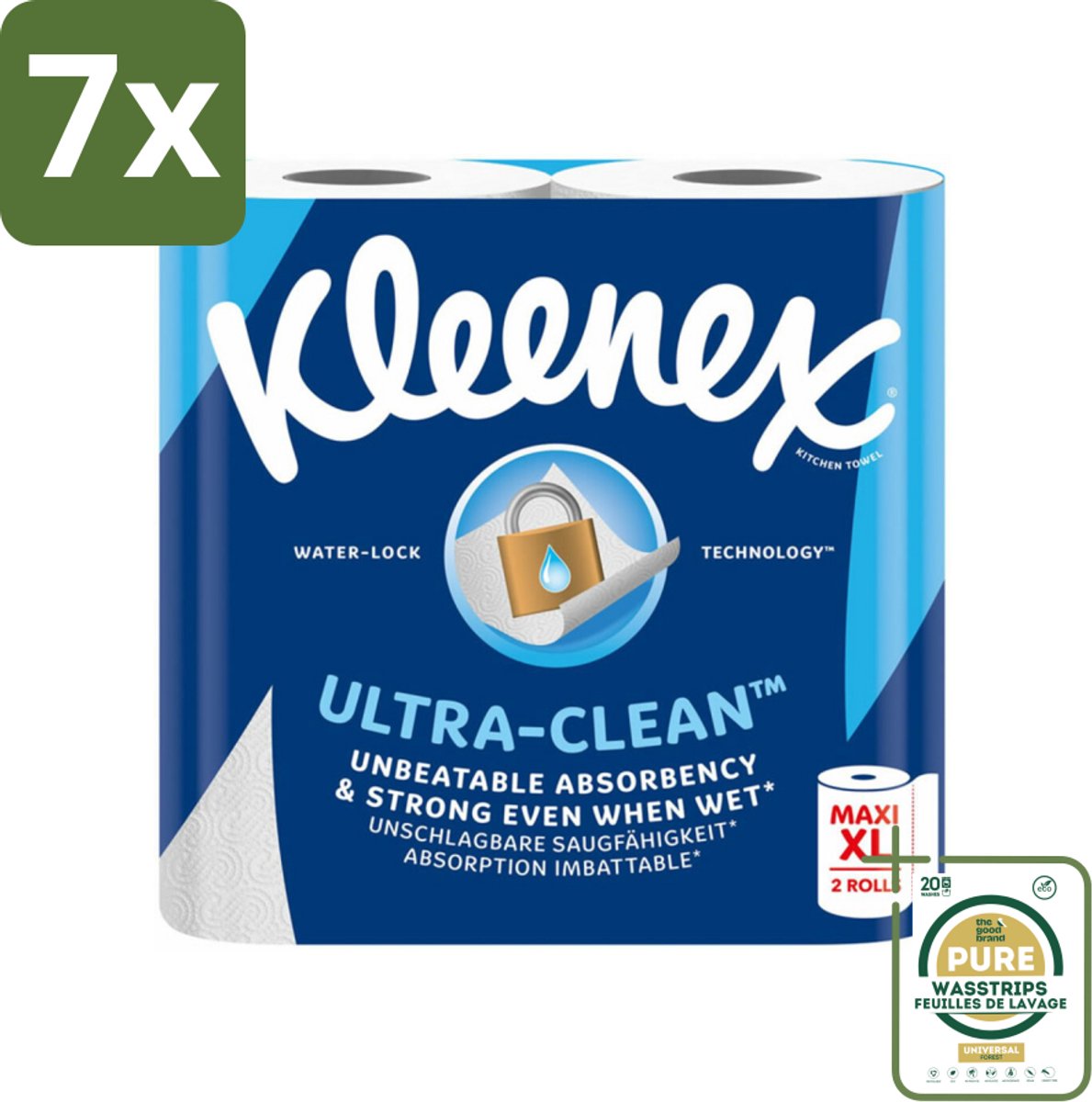 7 x Kleenex Keukenpapier Ultra Clean Maxi XL 2 stuks per verpakking - Grootverpakking - Kleenex Keukenpapier - Keukenpapier - Papier Handdoek - Absorptievermogen - Natte Omstandigheden