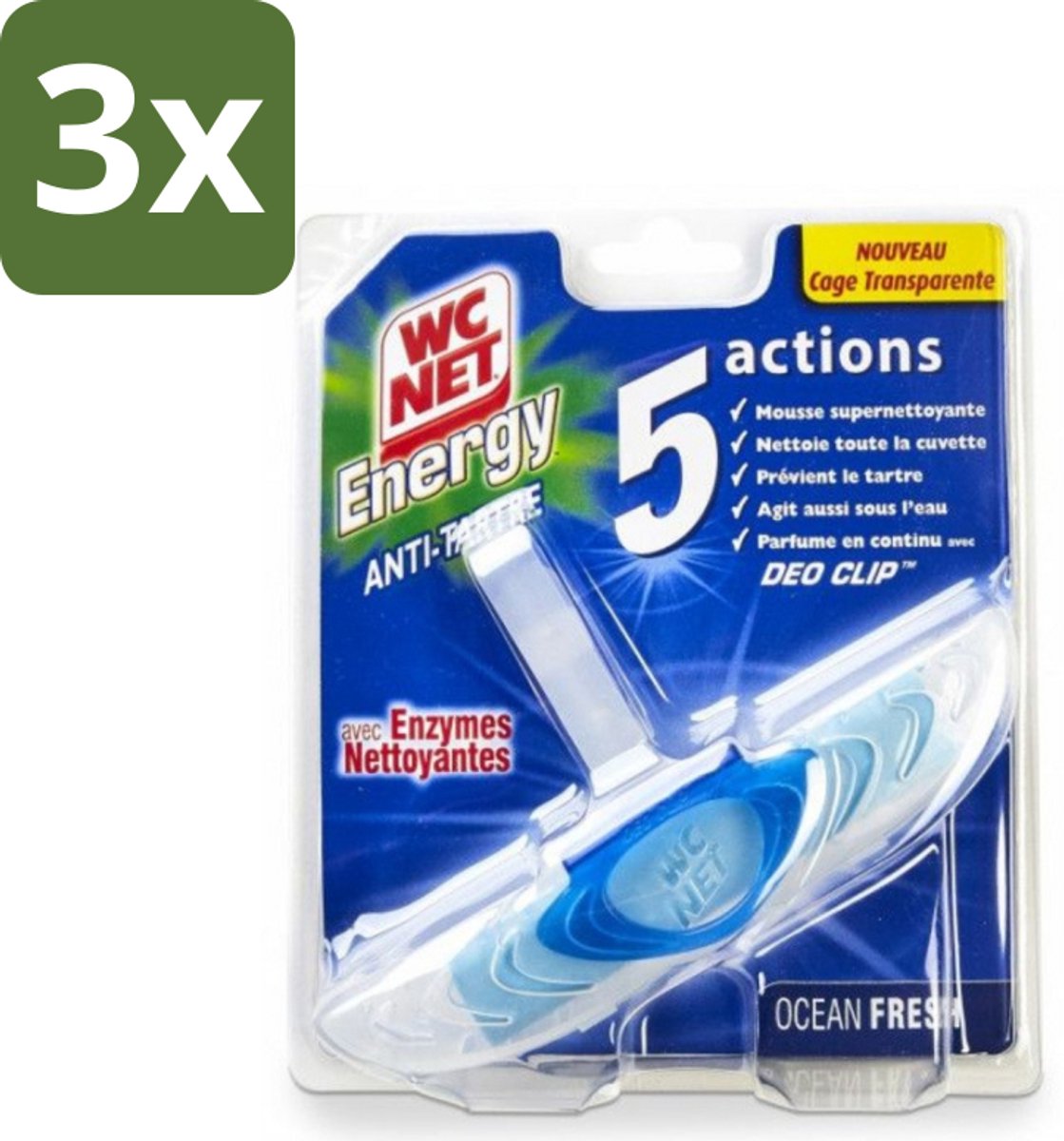 3 x WC Net - Toiletblok - Ocean Fresh - 1 Blokje - WC Net - Toilet Net - Toilet Blok - Reinigingsnet - Kalkaanslag Voorkomen