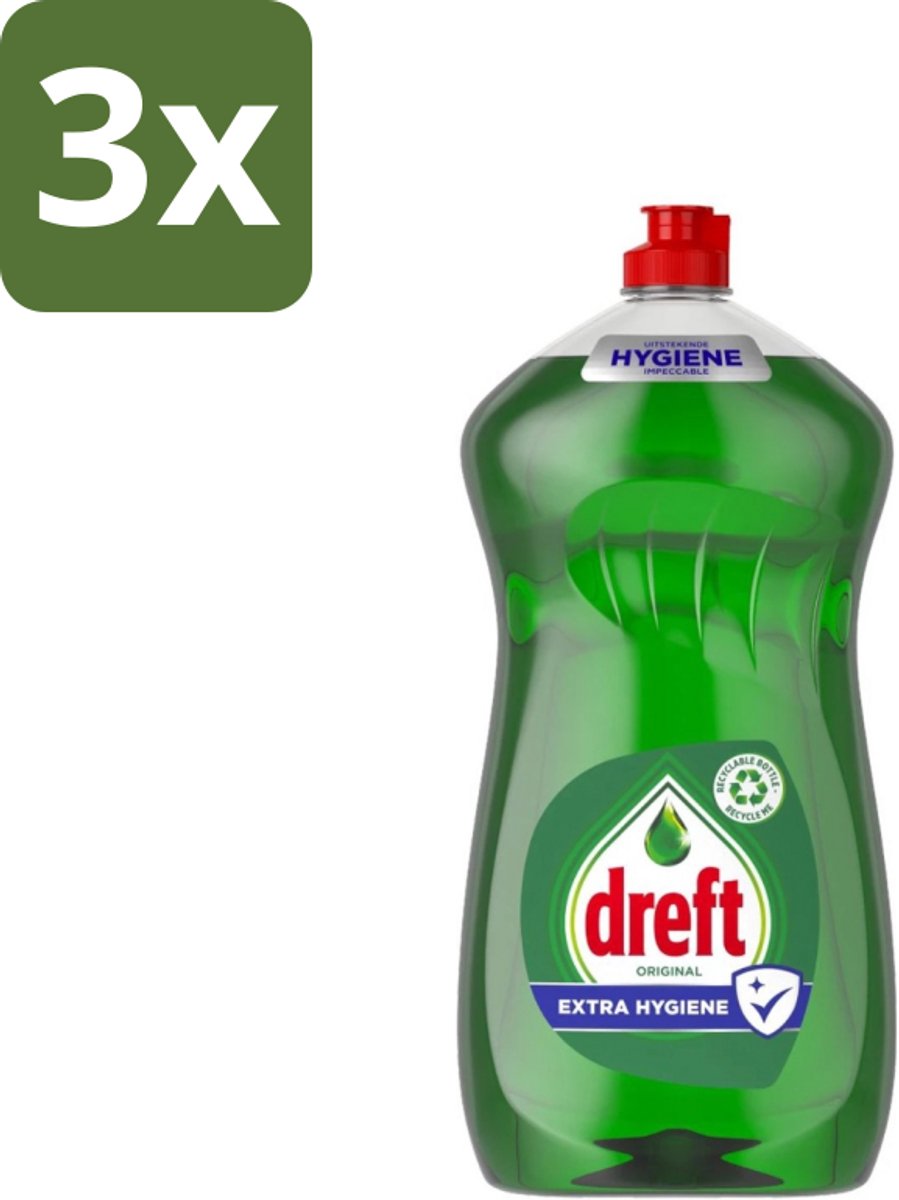 3 x Dreft Original - Vloeibaar Afwasmiddel - Extra Hygiëne - 1.2 L - Afwasmiddel Vaat - Hygiëne Vaat - Vetvrij Vaat - Vaat Reinigen - Vaat Reinigingsmiddel
