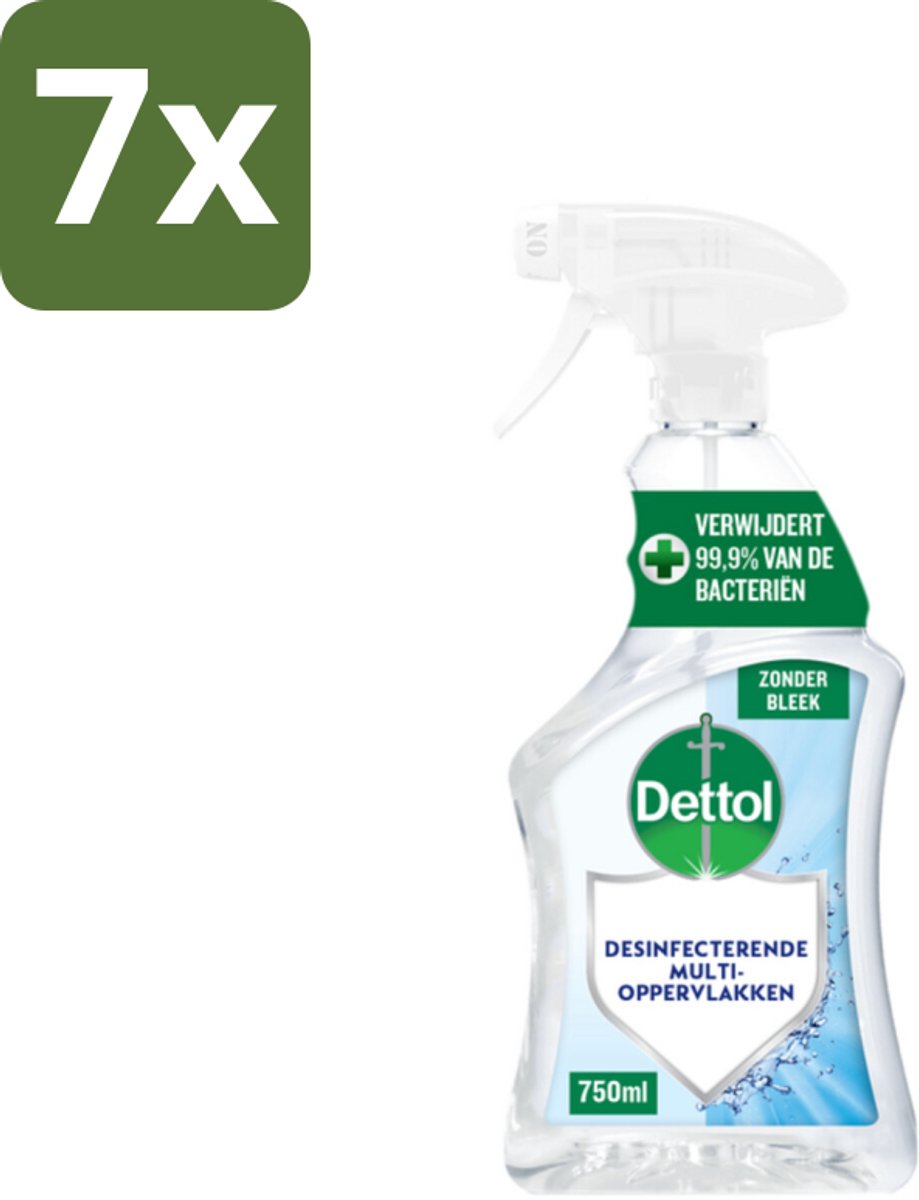 7 x Dettol Desinfecterende Multi-Oppervlakken Spray 750 ml - Reiniger Spray - Hygiëne - Reinigen Zonder Bleek - Keuken Reinigen - Badkamer Reinigen