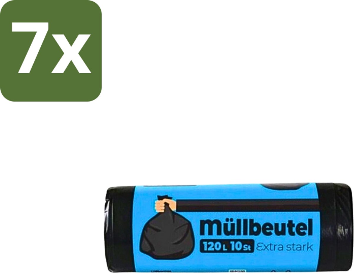 7 x Deluxe - Vuilzakken - Stevig & Ruim - 10 Vuilniszakken - 120L - Vuilzakken 120 L - Huishoudelijk Afval - Tuinafval - Vuilniszak - Vuilnisbak