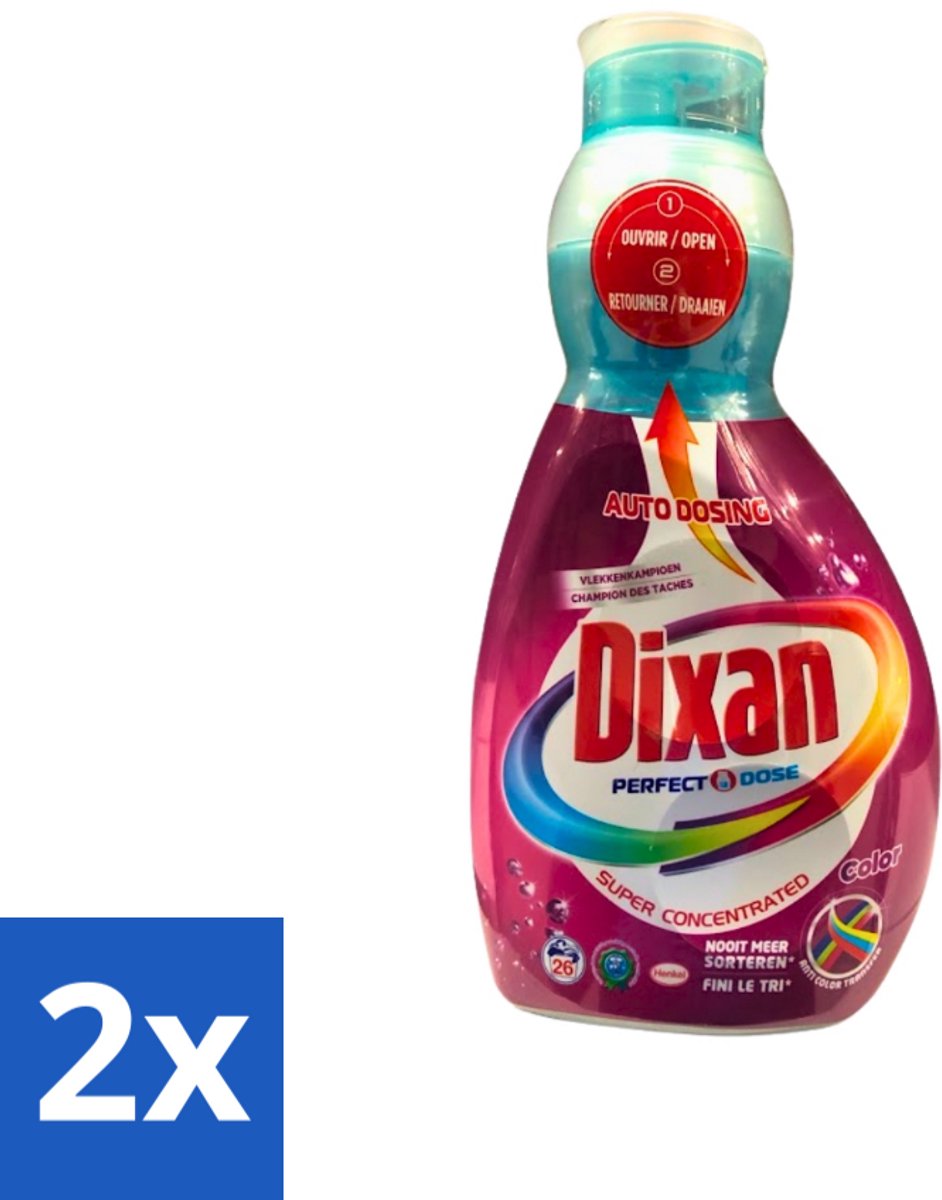 2 x Dixan Perfect Dose - Vlekkenkampioen - Extreme Power - Gekleurde Was - 26 Wasbeurten - Wasmiddel - Gekleurde Was - Vlekkenverwijderaar - Anti-kleuroverdracht - Supergeconcentreerd