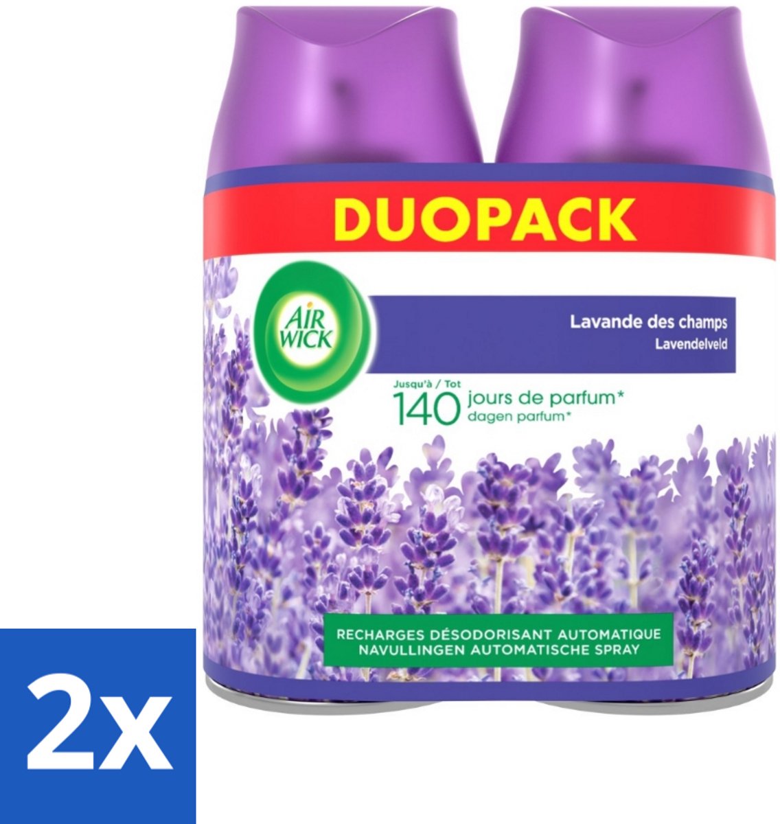 2 x Air Wick Freshmatic - Luchtverfrisser Navulling - Pure Fresh Lavendel - Bundel - 2x250ml - Luchtverfrisser - Lavendelgeur - Air Wick Freshmatic - Geurverspreider - Geurnavulling