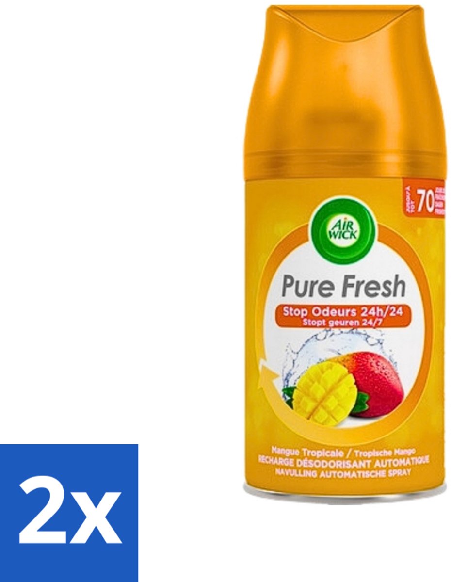 2 x Air Wick Freshmatic - Luchtverfrisser Navulling - Tropische Mango - 250ml - Luchtverfrisser - Mango Geur - Air Wick Freshmatic - Geurverspreider - Tropische Geur