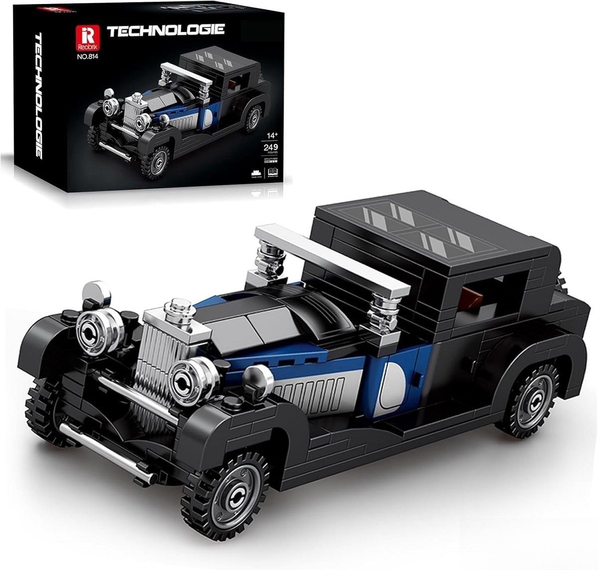Reobrix 814 Bugatti Type 41 Royale bouwset | City fast champions adventure | Creator classic motor bouwpakket | Technic speelgoed ideas voor volwassenen | Icons furious speed auto | geschikt voor lego | Technische bouwdoos met 249 bouwstenen