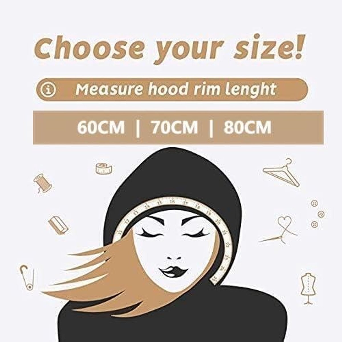 Vervangende Neppelz Trim voor Kap - Lijkt op Echte Bont - Inclusief Knopen, 60cm | 70cm | 80cm - Perfect voor Jassen en Kappen