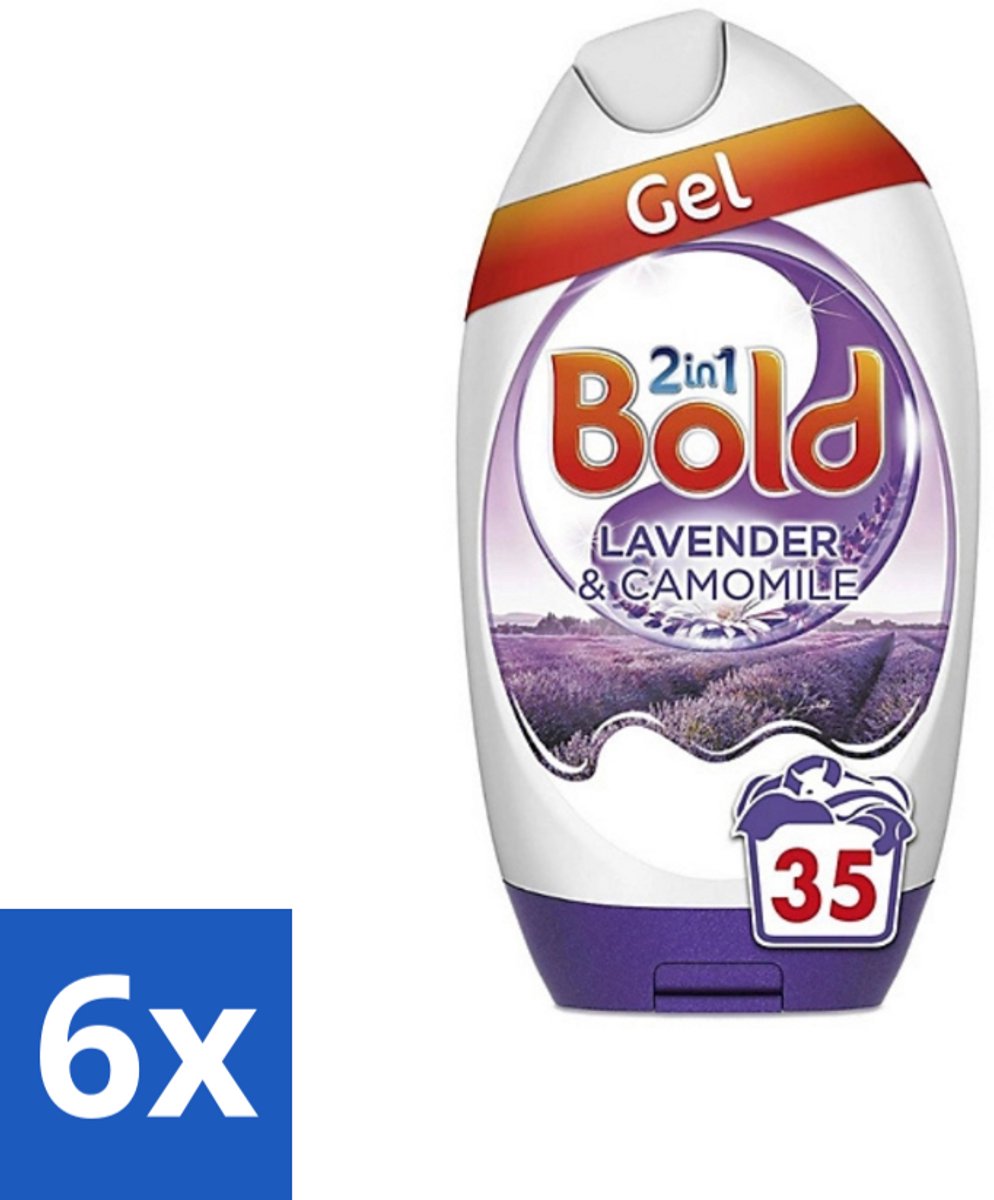6 x BOLD - Wasgel - 2 in 1 - Lavendel en Kamille - 35 Wasbeurten - Wasgel - Lavendel - Kamille - Wasmiddel - Wasverzorging