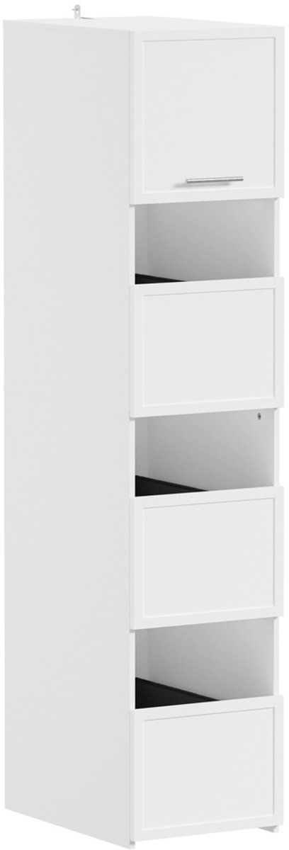 SoBuy Waskast - Hoge smalle kast met 4 deuren en 3 open vakken - Wit | BZR232-W