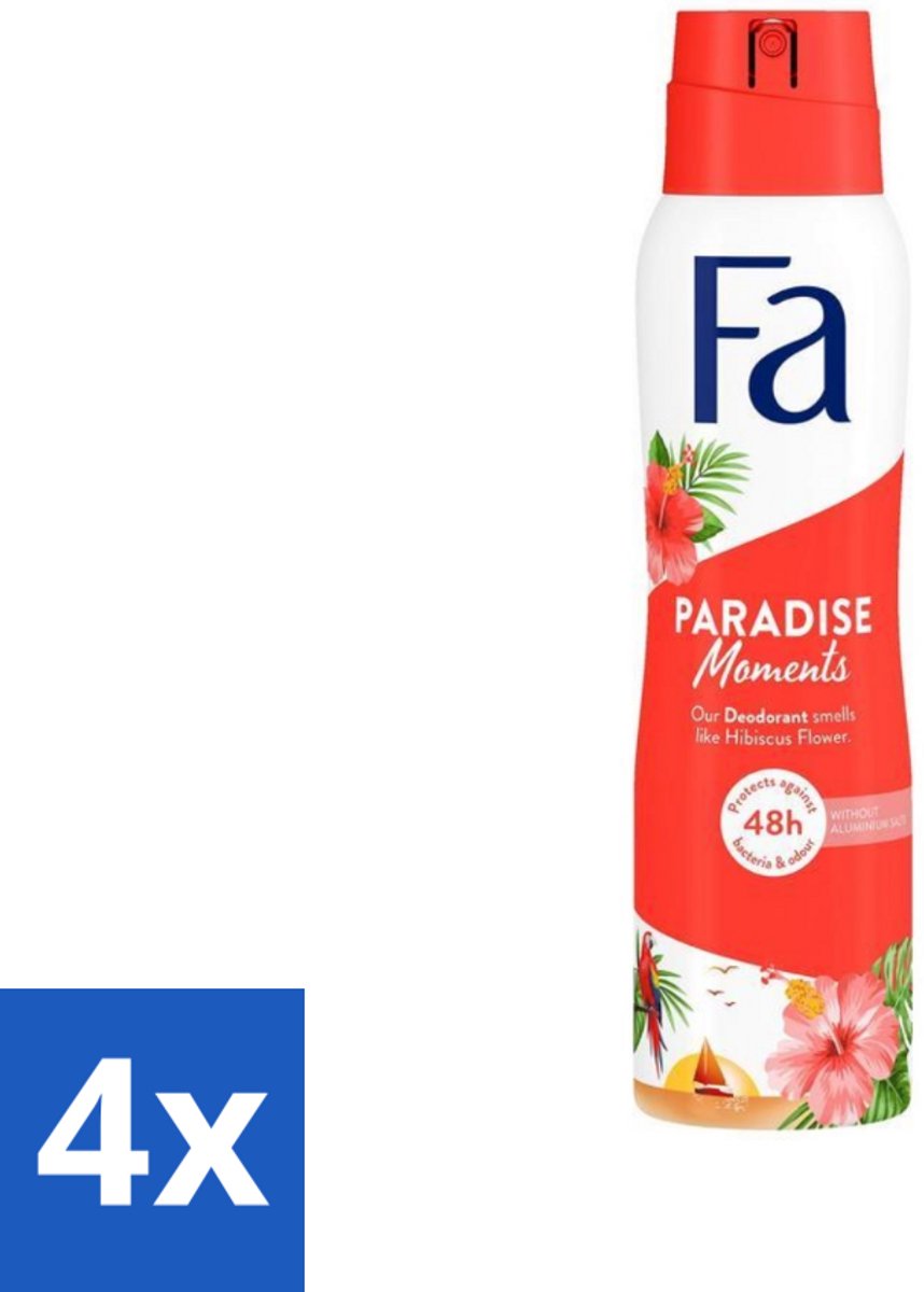 Fa - Paradise Moments - Deodorant Spray - Hibiscusbloem - 150 ml - Voordeelverpakking - 4 stuks
