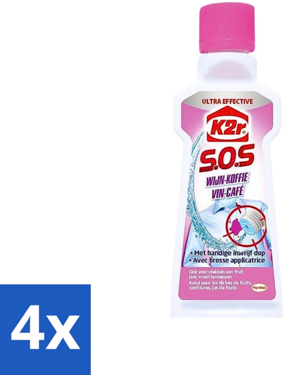 K2R - SOS Vlekverwijderaar - Wijn & Koffie - 50ml - Voordeelverpakking - 4 stuks