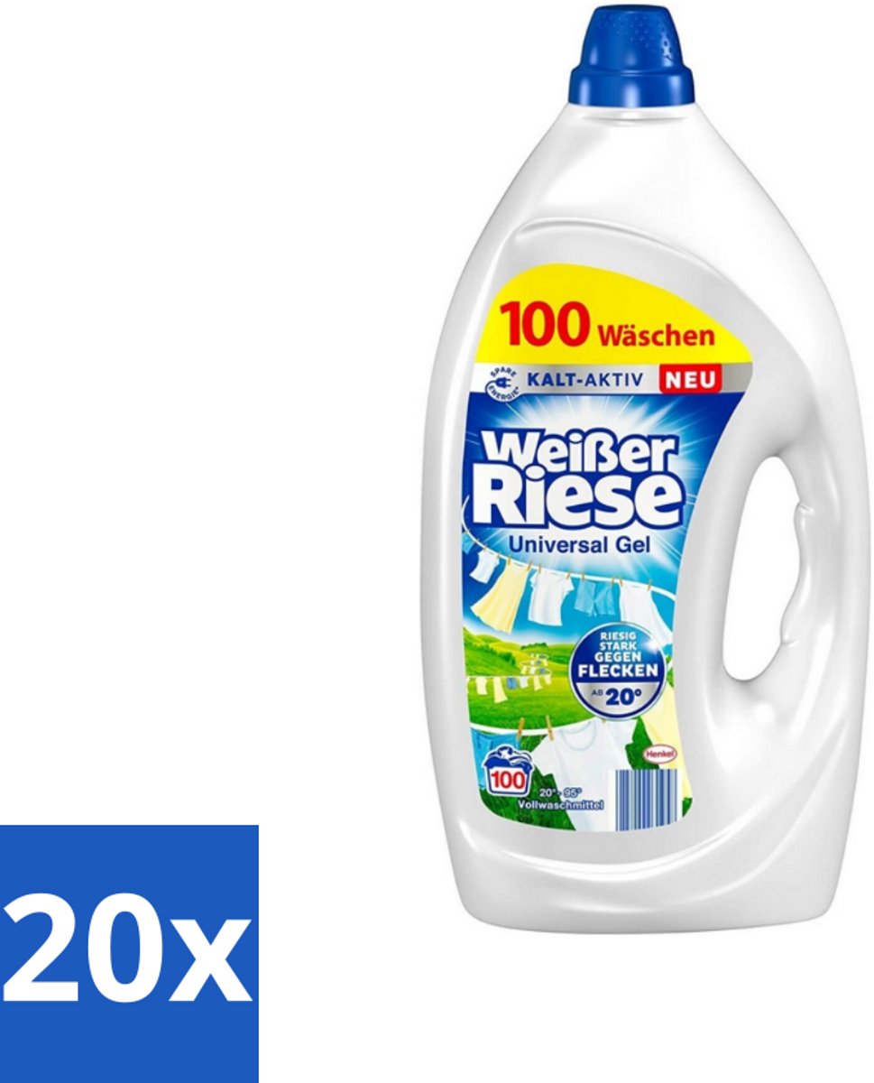 Weißer Riese - Wasmiddel - Gel - Witte Was - 4.5L - 100 Wasbeurten - Bulkverpakking - 20 stuks