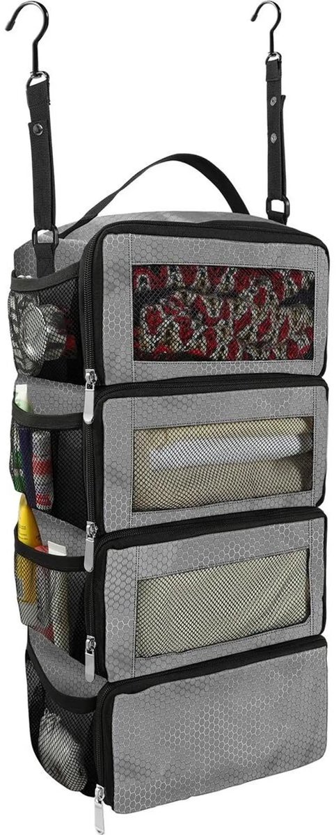 casalora - Hangable Clothes Organizer met grote capaciteit - opvouwbare multifunctionele kledingopbergtas - 4 Opbergkubus kledingkast - voor zakenreizen, kamperen opslag van kleding - Grijs