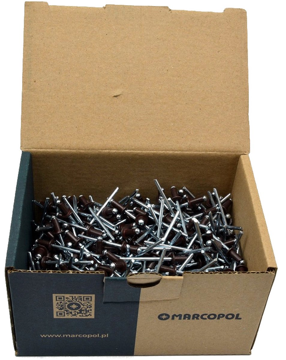 500x Aluminium/Staal Blindklinknagels 4x10mm RAL 8017 Chocoladebruin