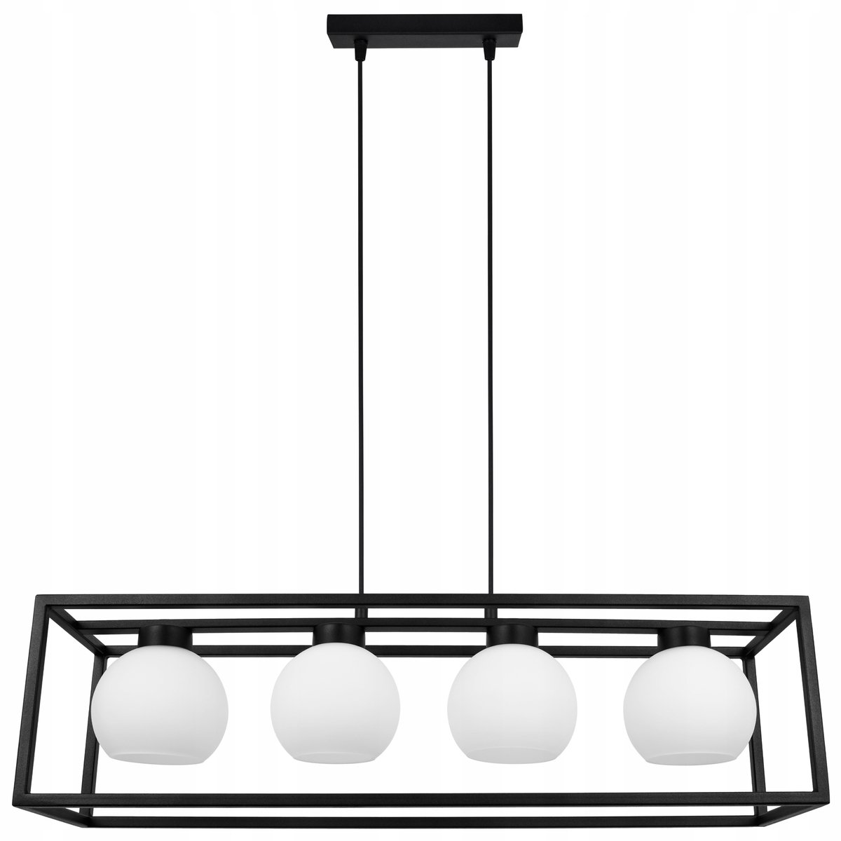 Hanglamp Eliza Cage Zwart Glas Wit - 4 lichtpunten E27