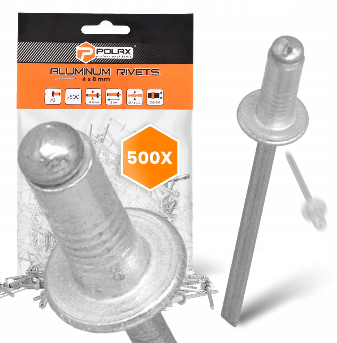 500x Aluminium Blindklinknagels 4x8 mm Verzinkt Staal - Merkloos