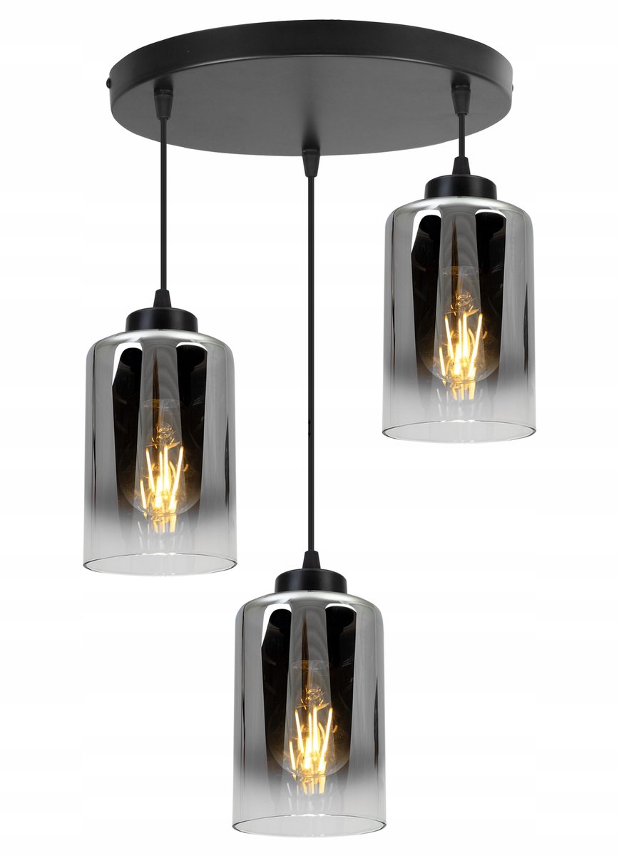 Merلوze Hanglamp Zwart Glas 3xE27
