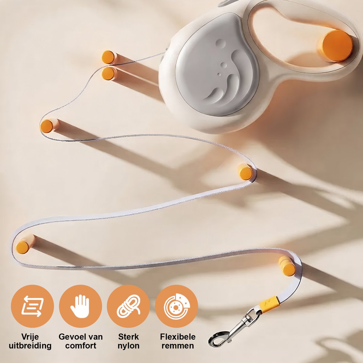 Intrekbare Hondenriem - LED Hondenriem Met Lamp - TENZHVXI® - - 5 Meter - Met antisliphandgreep voor buitenactiviteiten en reizen - Voor leine en middelgrote honden thumbnail 2