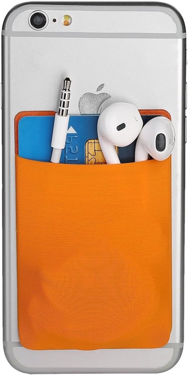 Pasjes Houder Telefoon Plakken - Oranje - 88 x 56 x 3 mm - Voor Mobiele Telefoons, Tablets en E-readers
