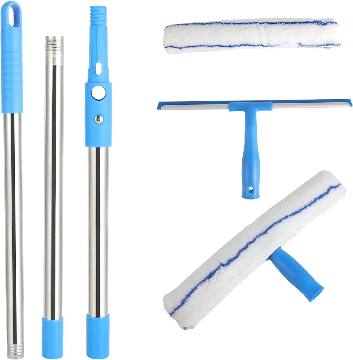Telescoopsteel Ramenwassen - Geen Kleur - 136 cm - Verstelbare Handgreep - Voor Badkamer en Auto