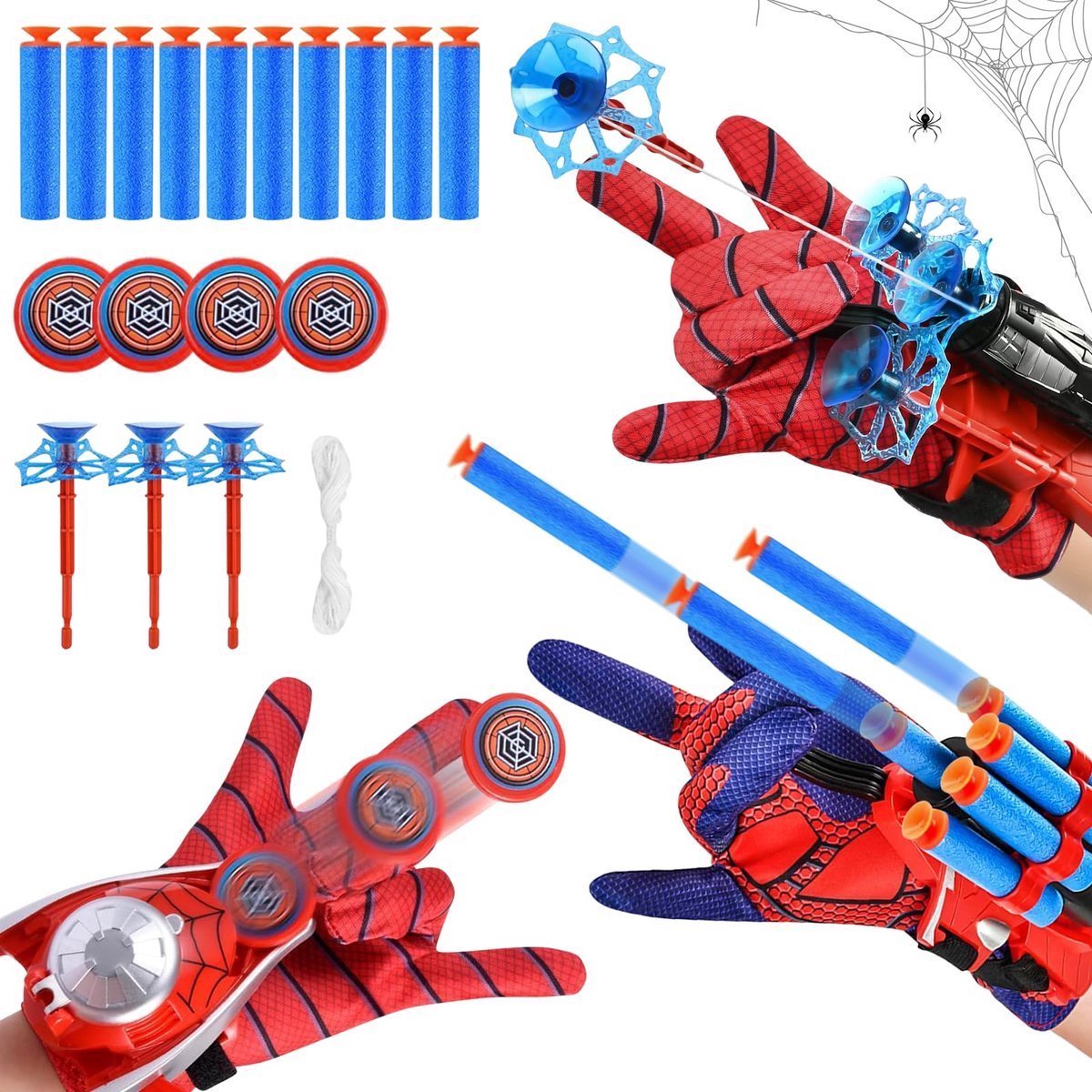 Schietspeelgoed - Kinderspeelgoed -klappertjespistool - Spiderman Superhelden Set (3 handschoenen)