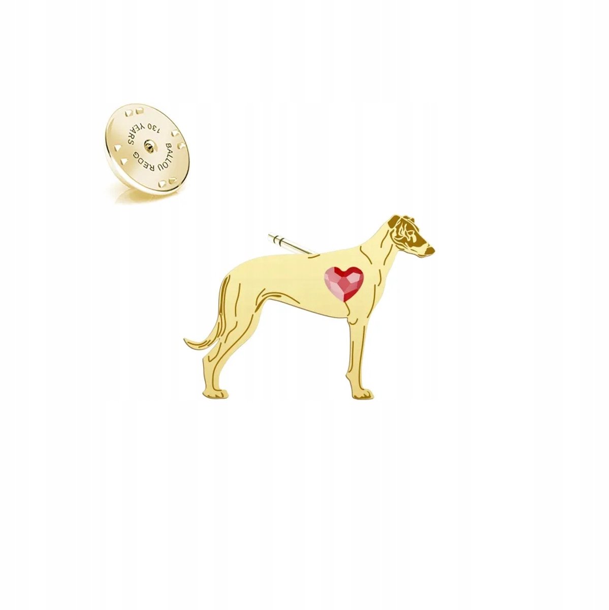 Gouden Broche Hongaarse Windhond 925 Zilver, 24k Goud, Kristal