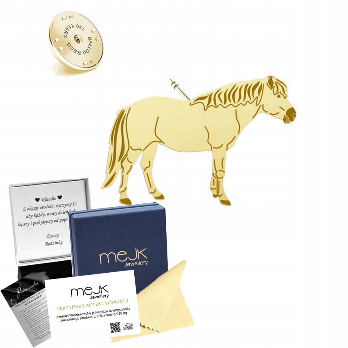 Gouden Speld 925 Zilver met Hucul Paard - Luxe Dames Sieraden Cadeau