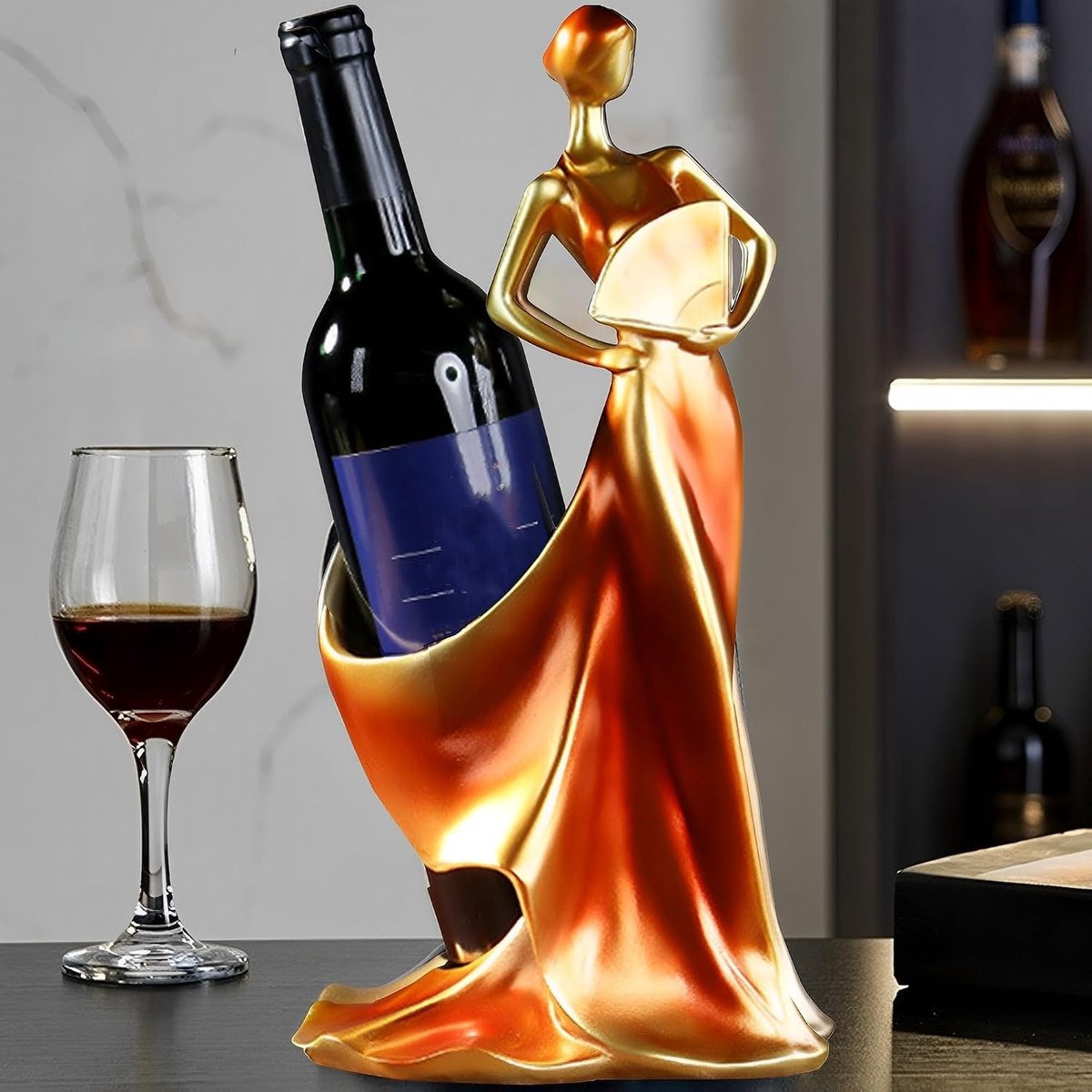 Wijnrek staand - Natuurlijk - 35 x 14,5 x 20 cm - Elegant design - Voor Thuis en Bar