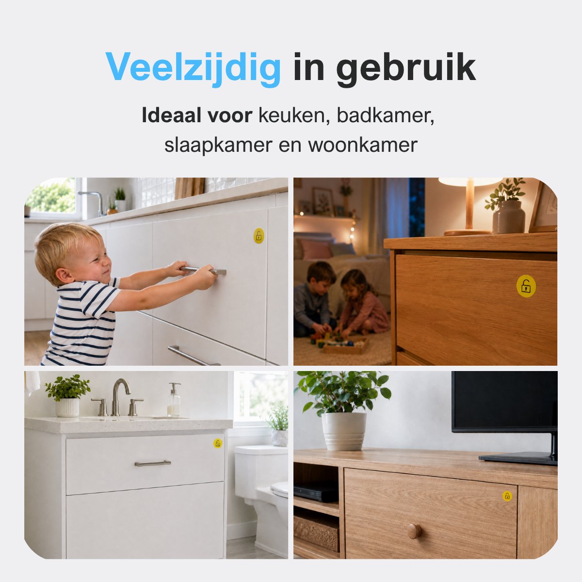MasonPro Magnetisch Kinderslot Kastjes - Kastbeveiliging voor Kinderen - Kinderbeveiliging voor Kasten en Lades - Kinderslot Kast - Magneet met Plakstrip - Kinderveiligheid - Kastsloten Baby - Zonder Boren & Schroeven - 10 Sloten en 2 Sleutels – foto 4