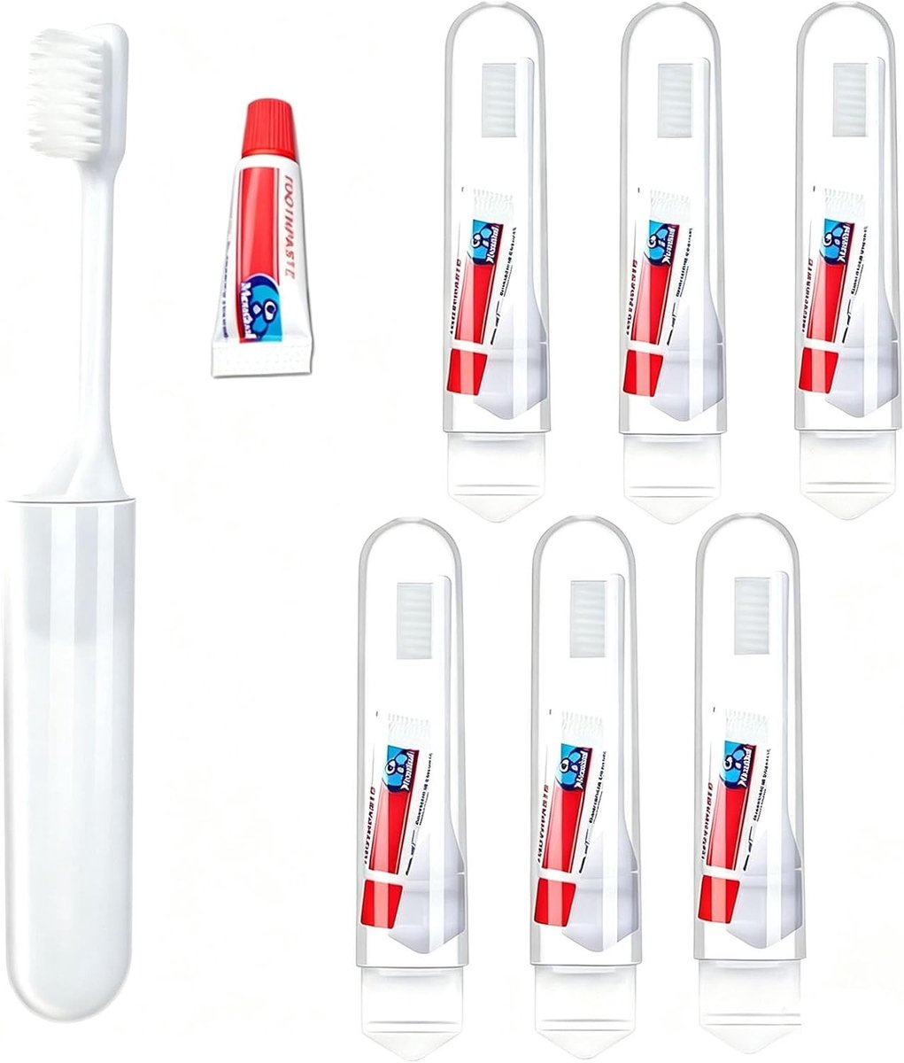 Reisvriendelijke tandenborstelset met tandpasta - 6 stuks voor optimale mondhygiëne en gemak onderweg
