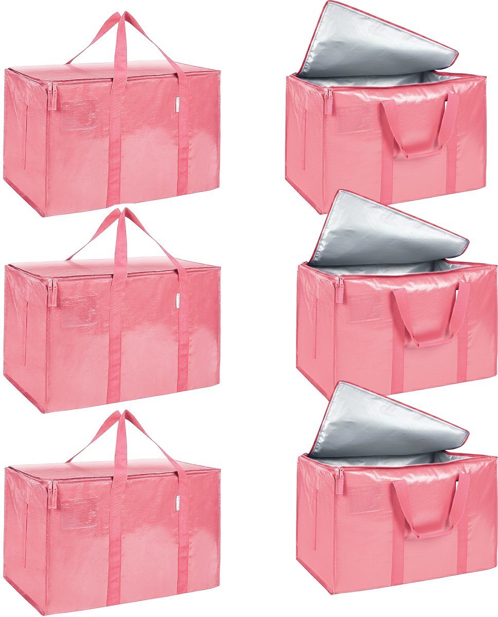 Savia Verhuistassen XXL Set van 6 Extra Sterk – Roze – Verhuisdozen 90L voor Zware Spullen & Glazen – Boekendozen – Moving Boxes – Big Shopper – Opbergdoos Opbergbox Opbergbak – Wastas