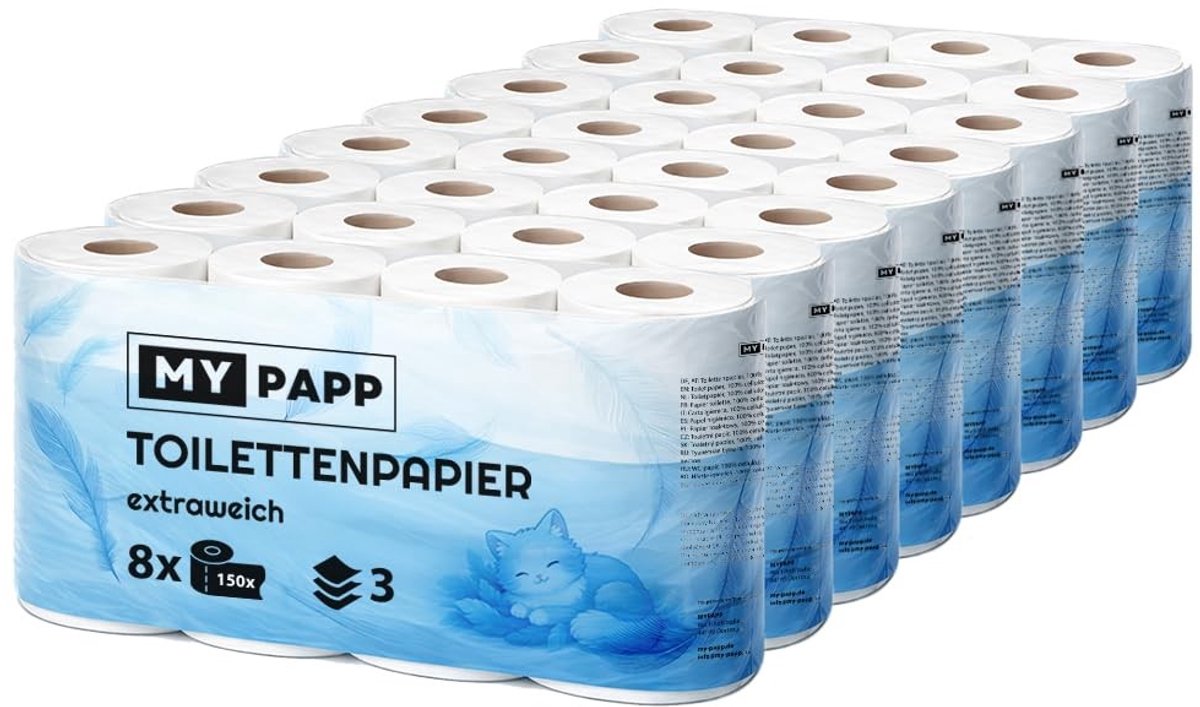 Solidchoice - 64 Rollen Toiletpapier 3-laags 150 Vellen Wit