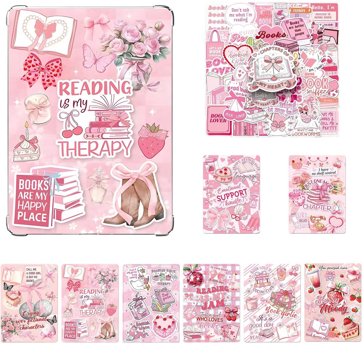 Solidchoice - Set van 8 Decoratieve Achtergronden voor E-Readers - Inclusief 50 Stickers