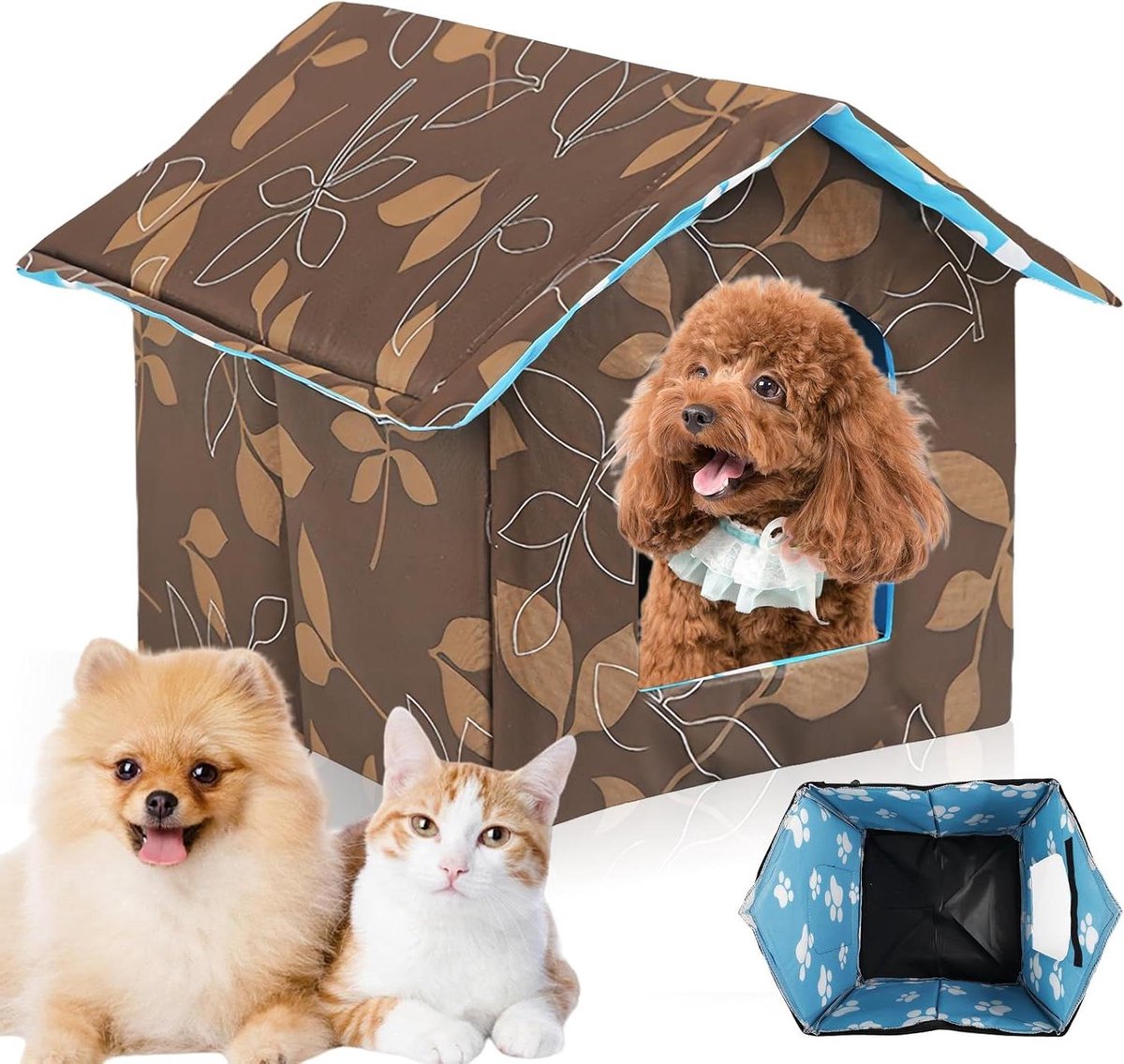 Buiten Kattenhuis - Warm Huisje - Bescherming Dieren - Waterdicht Ontwerp - 40x38x35 cm - Bruin