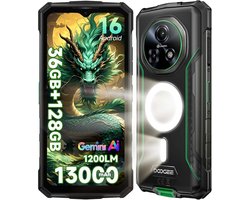 DOOGEE Fire 5 Ultra Robuuste Smartphone - 36GB RAM 128GB ROM - Gemini AI - 13000 mAh - IP68/IP69K Outdoor telefoon - 6,6 inch 90 Hz - Android 16 - NFC GPS - Groen