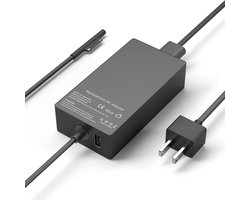 65 W-oplaadkabel, geschikt voor Microsoft Surface Pro 11/10/9/8/7+/7/6/5/4/3/X, 15 V 4 A-oplader, voedingsadapter, compatibel met Surface Laptop 7/6/5/4/3/2, geschikt voor Surface Go 4/3/2, geschikt voor Surface Book 3/2/1