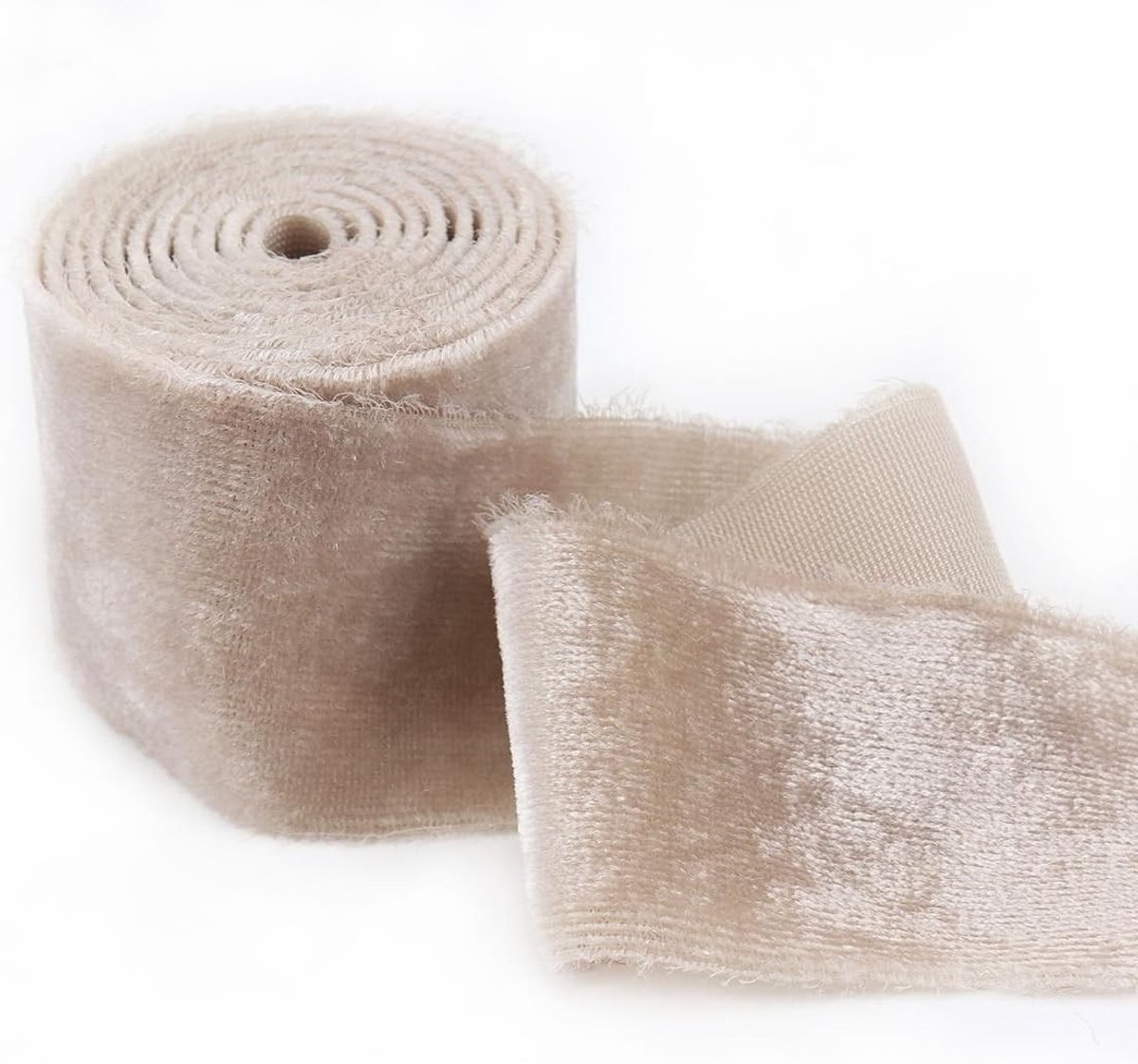 Elegant Fluweel Lint 5cm voor Bruidsboeketten, Geschenken en DIY Creaties in Beige en Grijs