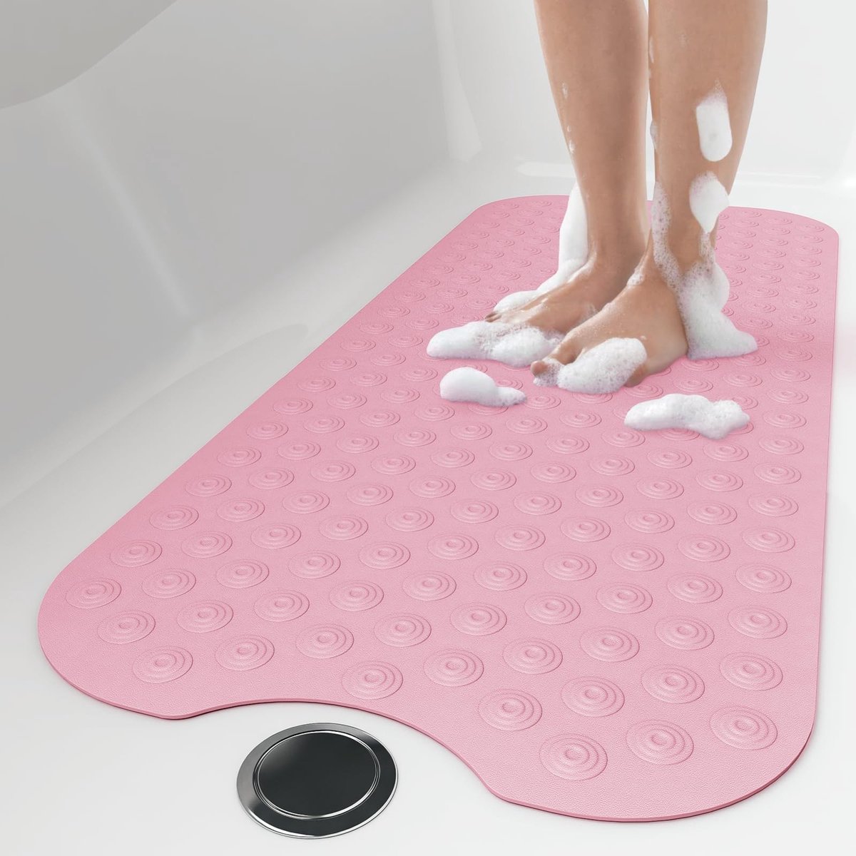 Elzusha - Badmat zonder Zuignappen 40 x 100 cm van Natuurlijk Rubber (Roze)