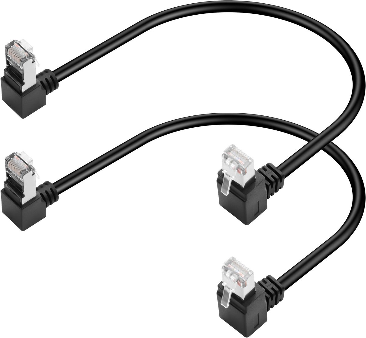 Elzusha - 2x Cat5e 90 Graden Ethernet Kabel voor Eenvoudige Verbinding